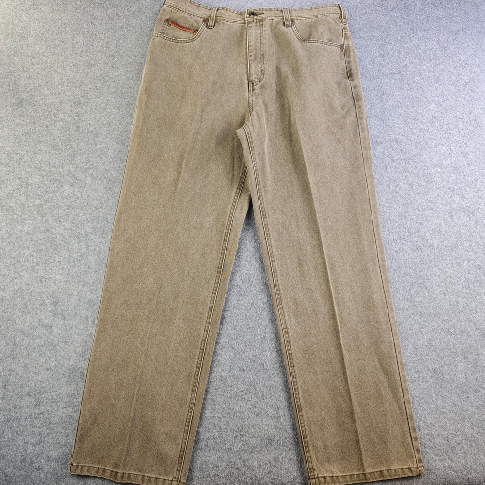 Orvis Straight Leg Canvas Jeans Mens 34x31 Brown Sporting Traditions Pants